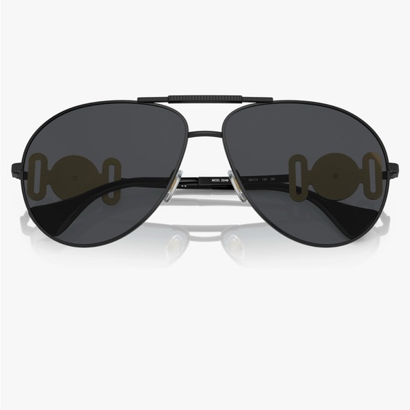 Versace Unisex Aviator Sunglasses black matte Frame, Brown/Black Len… - Picture 5 of 5